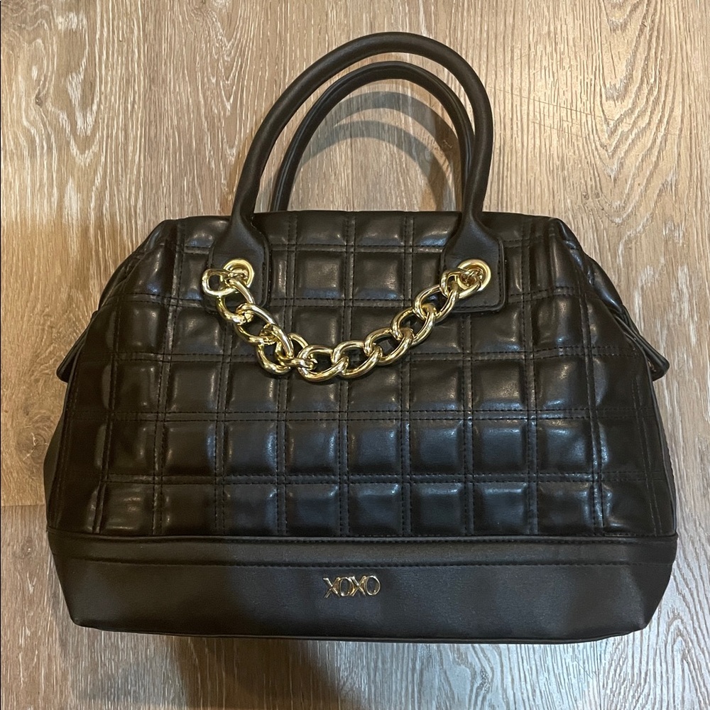 XOXO Black Quilted Handbag with Gold Chain